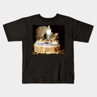 Wild  house garden mouse eating at a table Kids T-Shirt